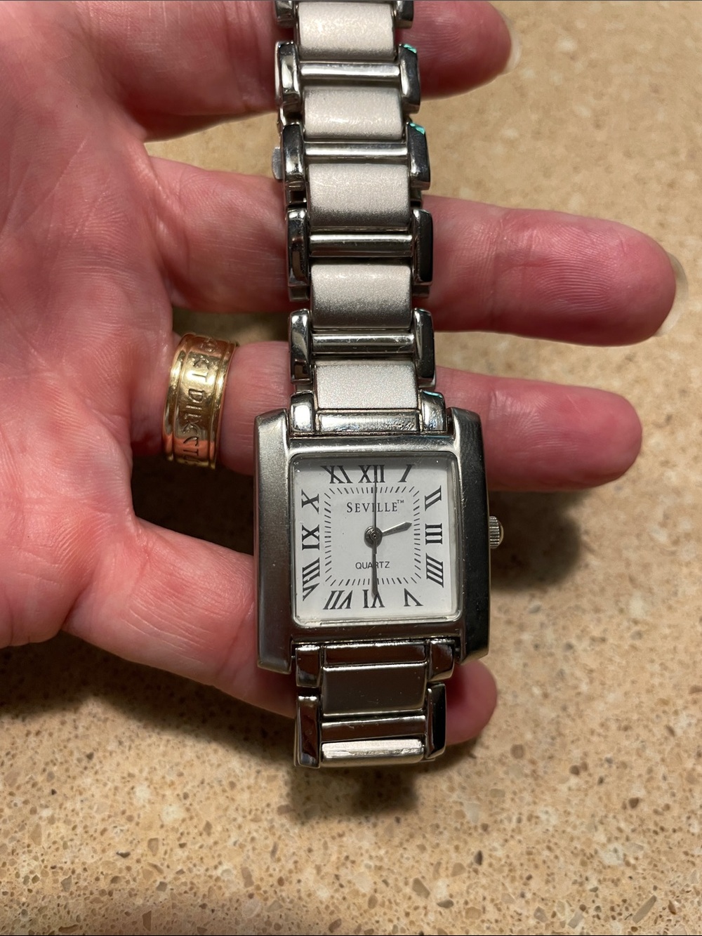 Women's Silver-Tone Rectangular Bracelet Watch